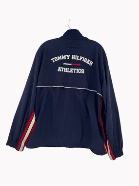 Tommy Hilfiger Large Athletics Navy Zip Jacket Wind breaker Retro Sportswear